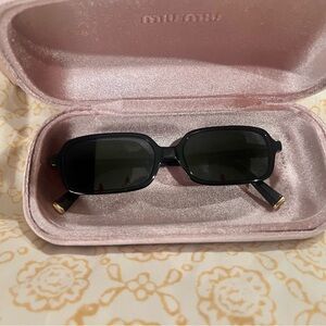 Miu Miu Black Rectangular Sunglasses in
